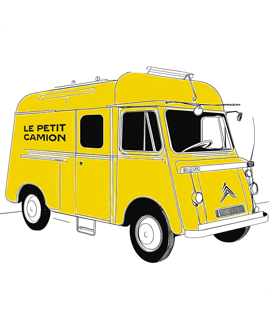 Illustration of Le Petit Camion specialty coffee truck in Doha Qatar